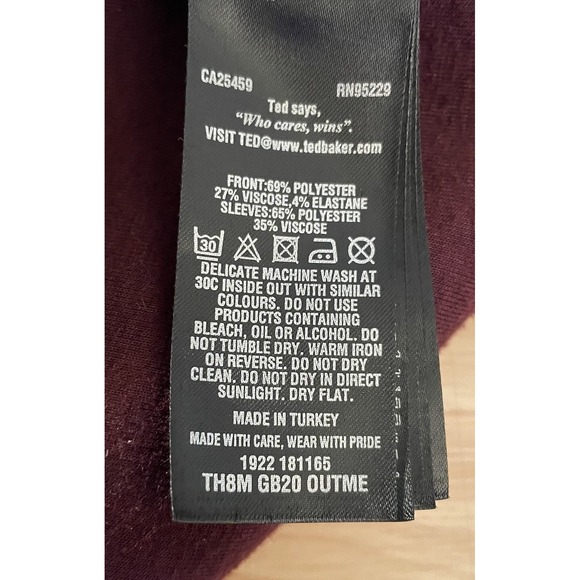 Ted Baker london  jacket bomber knit Burgundy Size 5 XL Flaw on Pocket - Picture 12 of 12